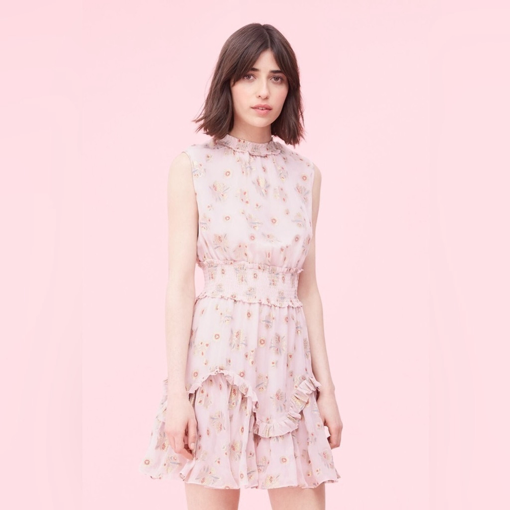 Rebecca Taylor Leander Floral Metallic Dress Size 12 NWT